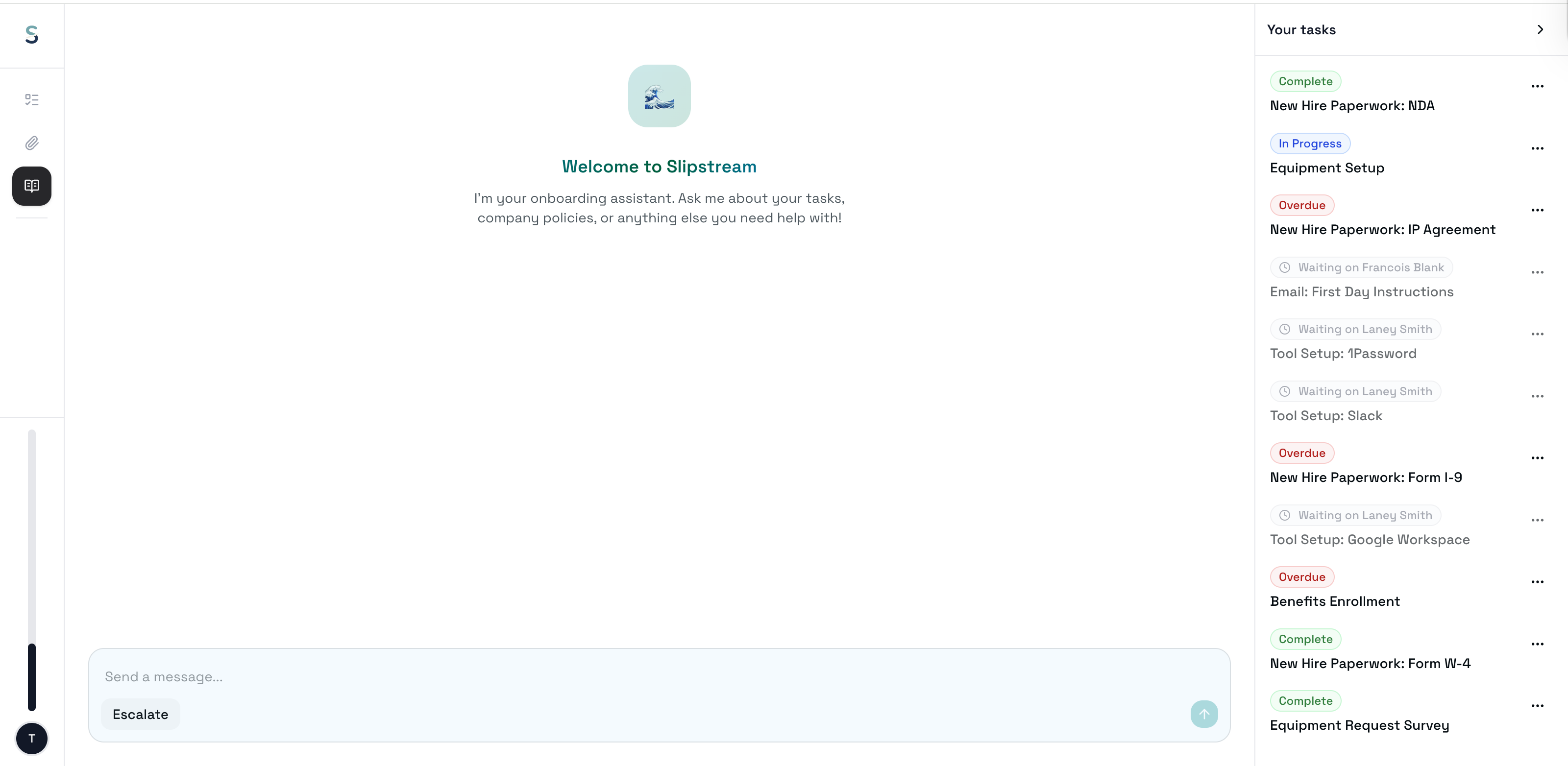 AI onboarding assistant interface